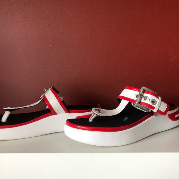 GEOX Respira G Ottawa Buckle Thong Sandals, Red White Black, Euuro 40/US 10 - Picture 4 of 10